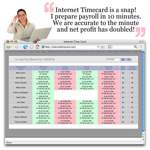 Interent Time Card: Employee Login Log